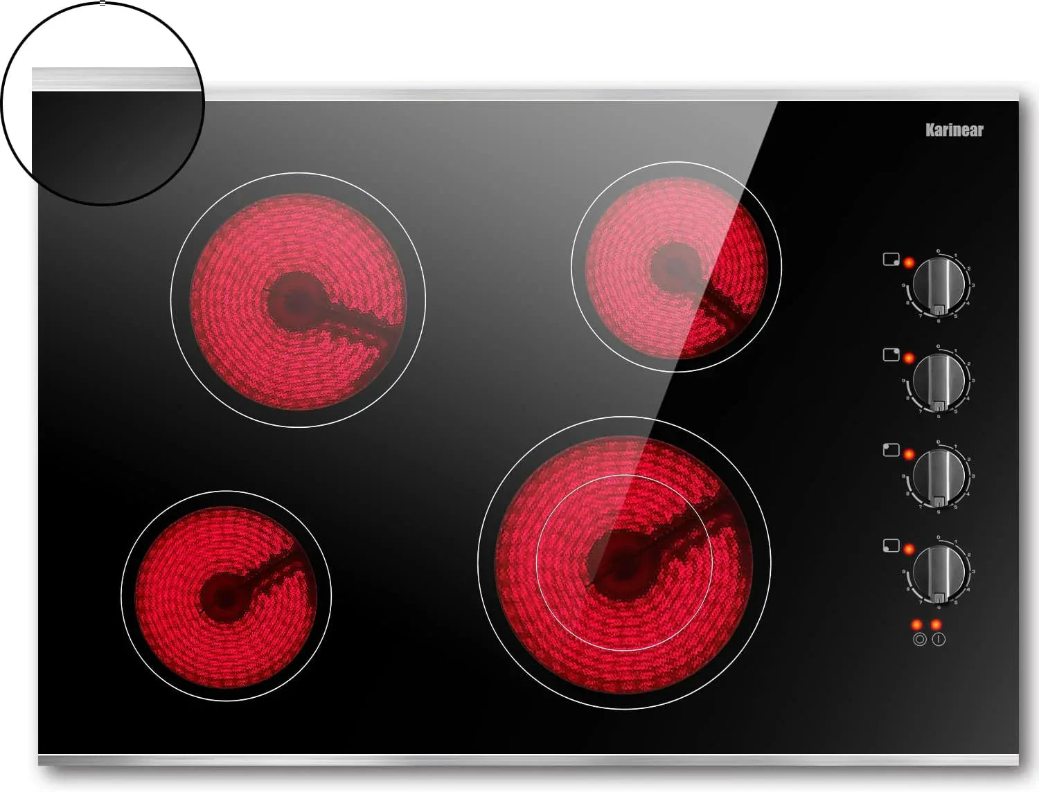 Karinear 30 Inch Electric Cooktop 4 Burners Built-in Ceramic Cooktop Radiant Electric Stove Top