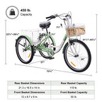 Viribus Adult Tricycle, 7 Speed Tricycle for Adults, 24" 3 Wheel Bikes for Adults with Baskets