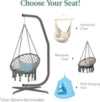 Best Choice Products Metal Hanging Hammock C-Stand for Chair/Weather-Resistant Finish, Offset Base - Stand Only - Black