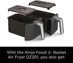 Ninja Foodi 10QT 6-in-1 DualZone Smart XL Air Fryer, 2 Independent 5QT Baskets, Smart Cook Thermometer, Match Cook, Smart Finish, Air Fry, Roast, Bake, Dehydrate, Reheat, Grey, DZ550