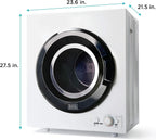 Compact Clothes Dryer, 1.5 Cu. Ft. 850W Electric Dryer, 120V Vented Portable Dryer with Stainless Steel Drum, for 5.5 lbs. of clothing for Standard Wall Outlet