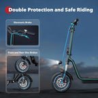iScooter electric scooter with seat, 37/21 mile range, 28/19/15.6 mph top speed, dual suspension scooter with basket