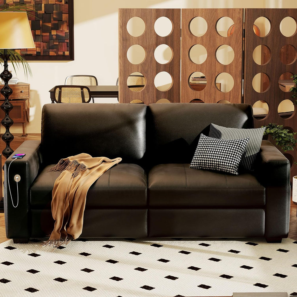 Hanherry 89" Sofa for Living Room, Modern Comfy Sofa with Medium Firm Seat Cushion, Removable Cover,Wide Armrest,USB/Type-C Port,Chenille Fabric Couches for Small Space,Apartment