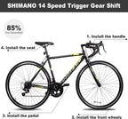 WEIZE Road Bike 700C Wheel City Commuter Bicycle Shimano 14 Speed Drop Bar Racing Adult Bike
