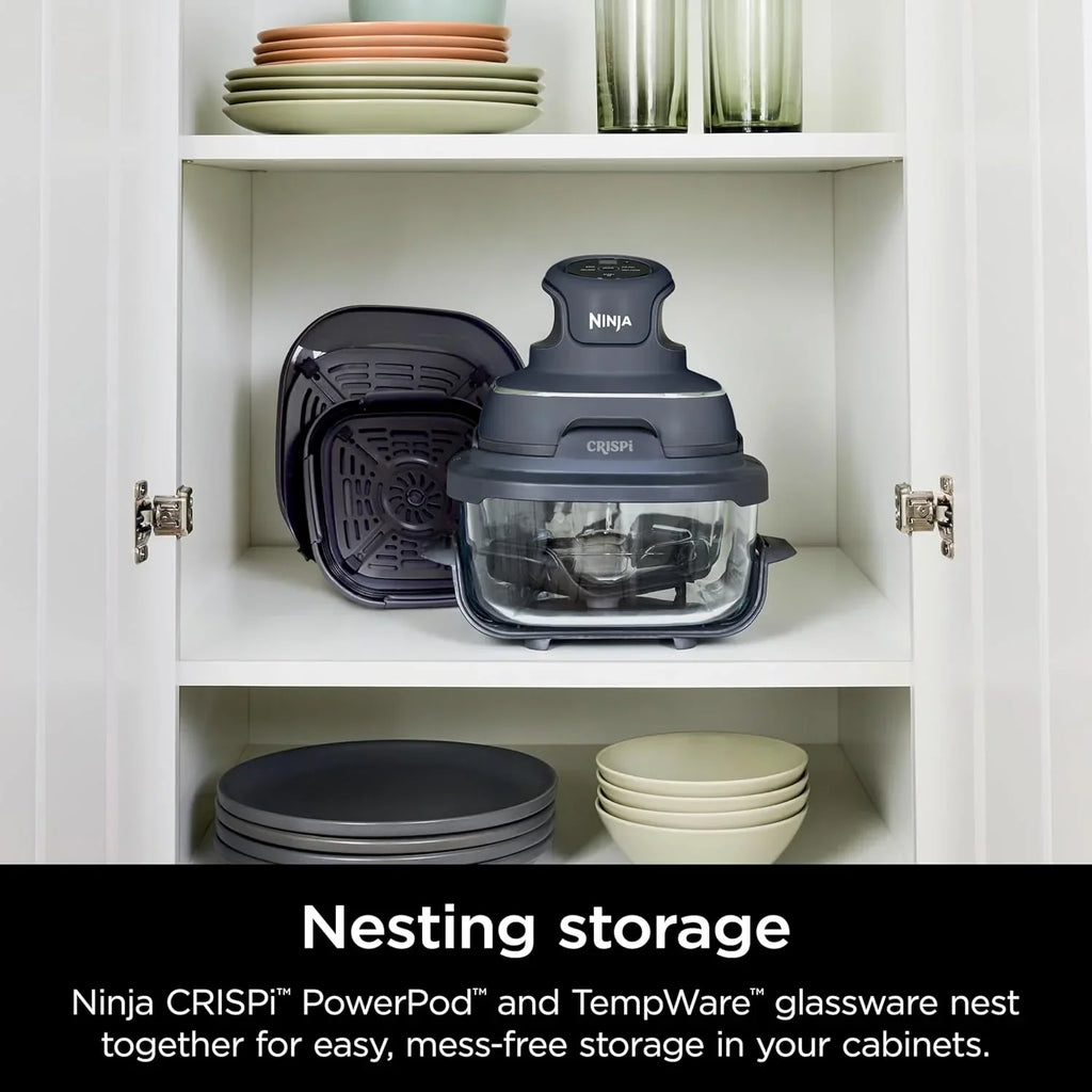 Ninja Crispi 4 in 1 Portable Glass Air Fryer Cooking System 4QT 6 Cup TempWare Glass Containers