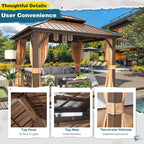 Outdoor Patio Gazebo, Hardtop Gazebo with Galvanized Steel Roof and Aluminum Frame
