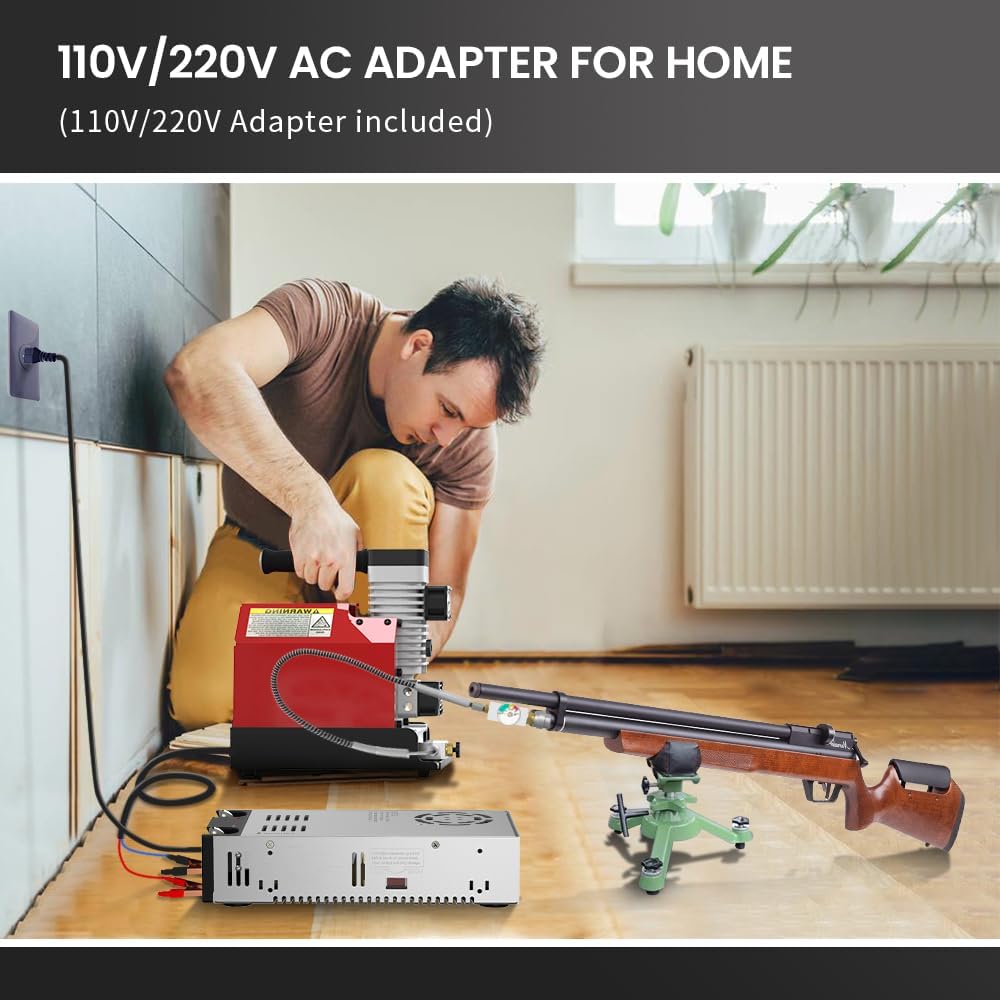 CS2 Portable PCP Air Compressor, 4500Psi/30Mpa, Oil-Free,Powered by Car 12V DC or Home 110V AC with Adapter (Included), Paintball Tank Compressor with Extra Moisture-Oil Separator