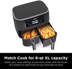 Ninja Foodi 10QT 6-in-1 DualZone Smart XL Air Fryer, 2 Independent 5QT Baskets, Smart Cook Thermometer, Match Cook, Smart Finish, Air Fry, Roast, Bake, Dehydrate, Reheat, Grey, DZ550