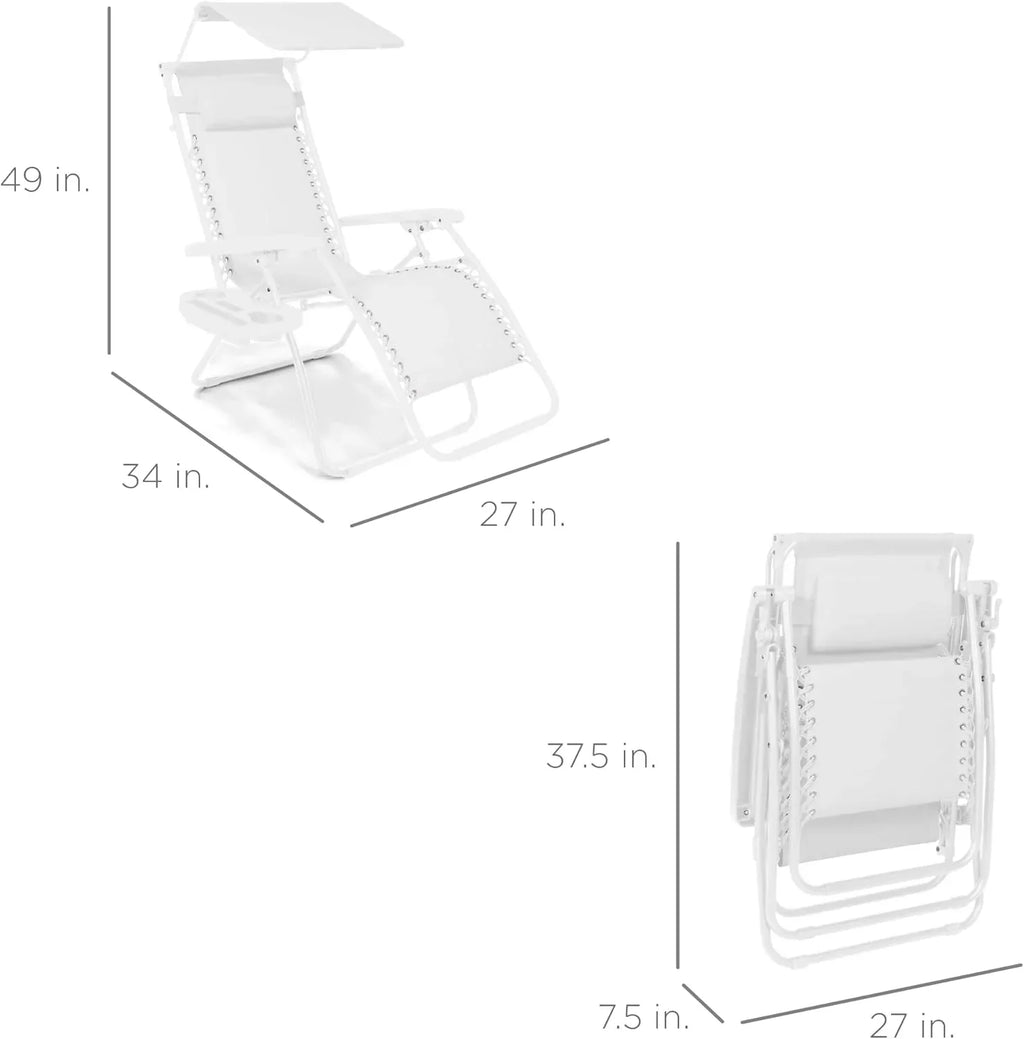 Best Choice Products Folding Zero Gravity Recliner Patio Lounge Chair Adjustable Canopy Shade