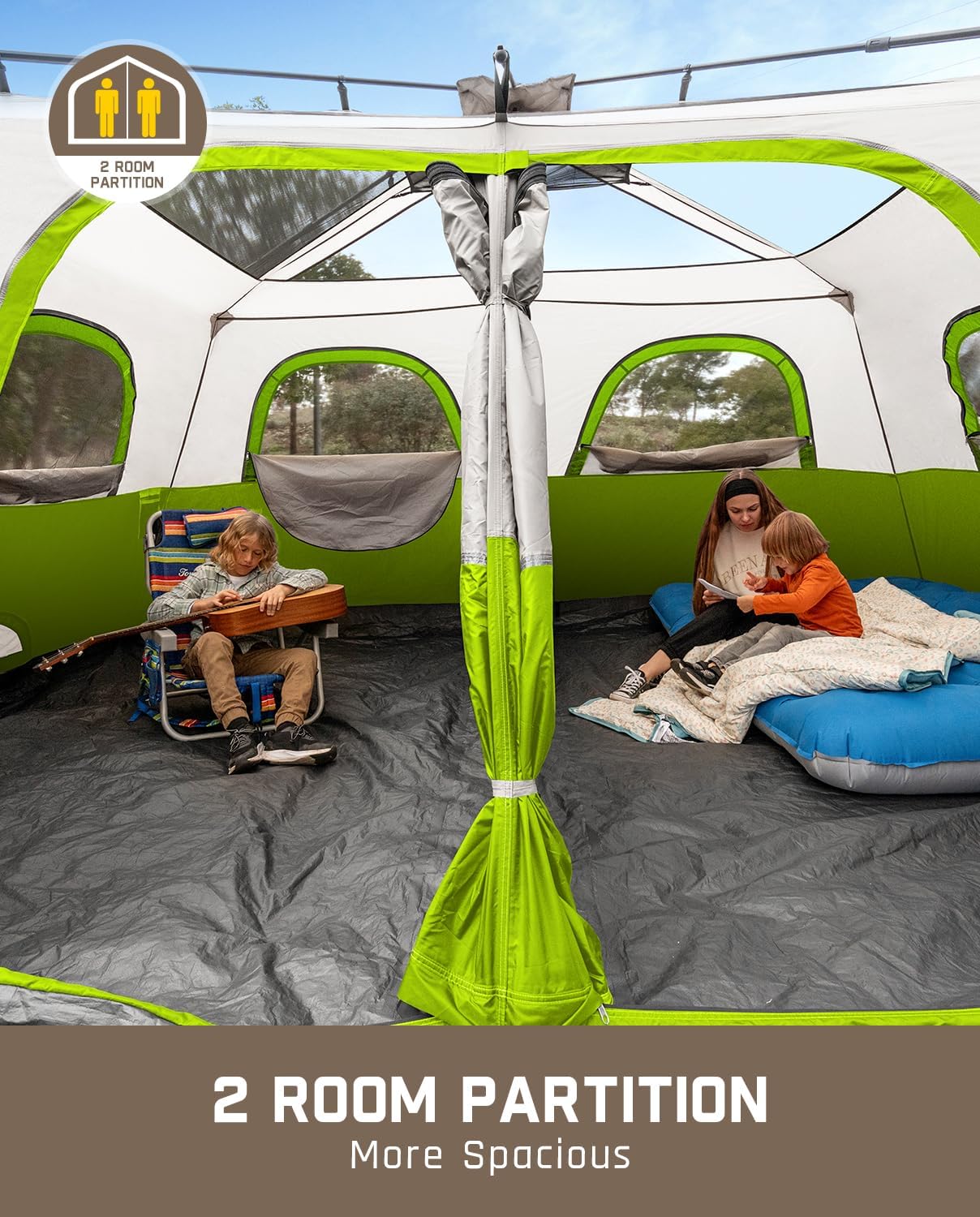 Portable camping tent for 4/6/8/10 people with instant cabin and rainproof and windproof