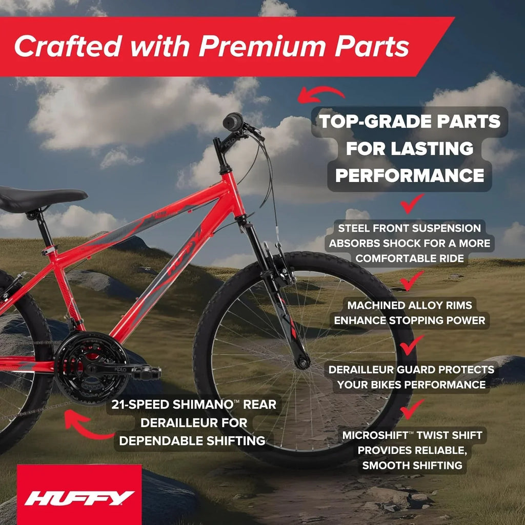 Huffy Stone Mountain Hardtail Mountain Bike for Boys/Girls/Men/Women 20"/24"/26" Sizes