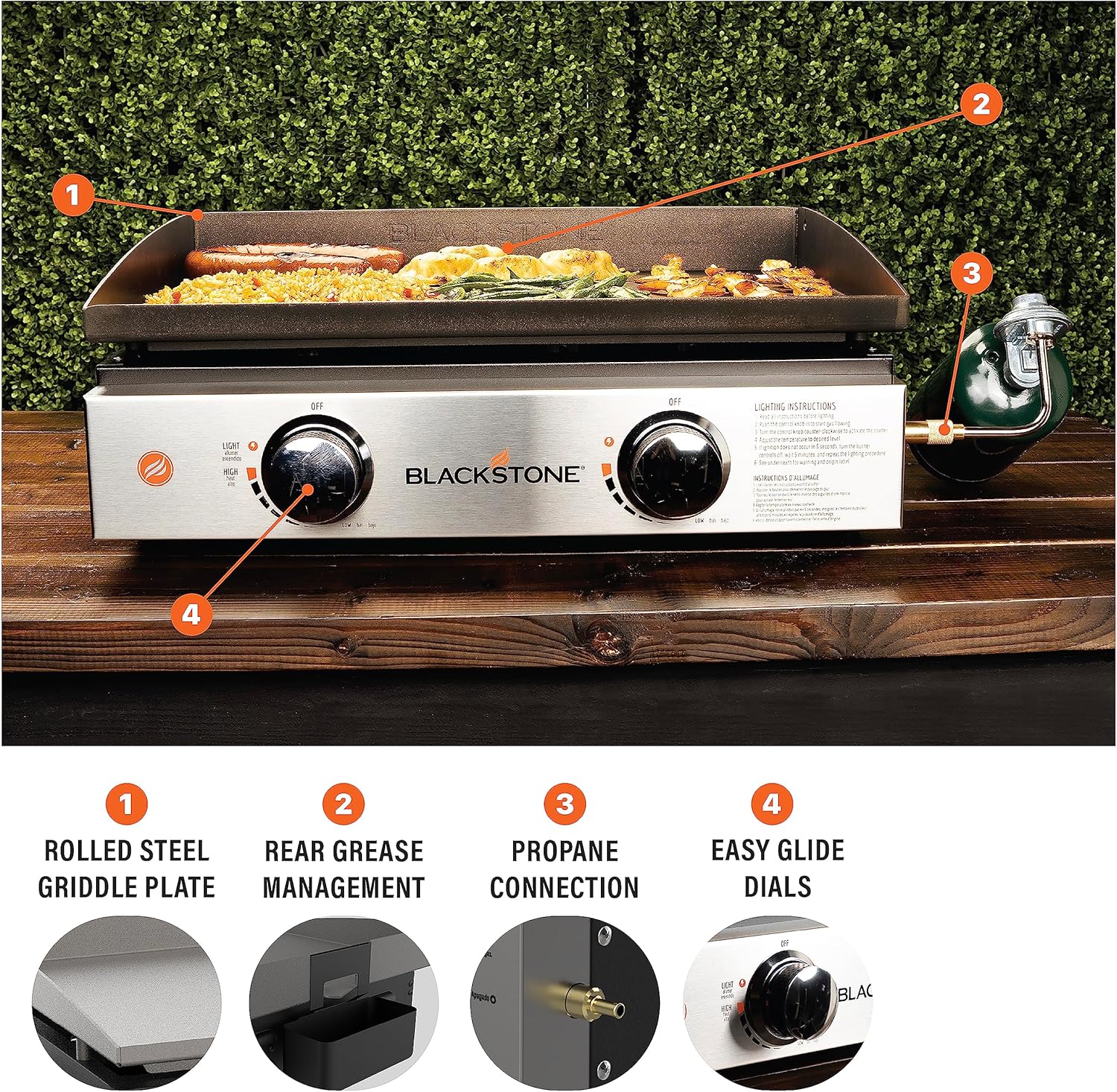 Blackstone 1666 22?? Tabletop Griddle with Stainless Steel Faceplate, Powder Coated Steel, Black