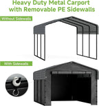 10'x15' Heavy Duty Metal Carport Outdoor Garage Car Shelter Shade with Heavier Frame