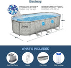 Power Steel Swim Vista Series II 14' x 8' 2" x 39.5" Above Ground Outdoor Swimming Pool Set