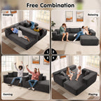 ovios 104" Cloud Sectional Couch with L-Shape Chaise,Modern Modular Sofa with Deep Seat, Upholstered Couches for Living Room Bedroom,No Assembly Required, Black (Corduroy Fabric)