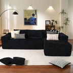 ovios 104" Cloud Sectional Couch with L-Shape Chaise,Modern Modular Sofa with Deep Seat, Upholstered Couches for Living Room Bedroom,No Assembly Required, Black (Corduroy Fabric)