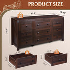9 Drawer Led Dresser for Bedroom, 58.35'' Wide Wood Dresser Storage Organizer with Power Outlets for 65'' TV, Dressers with Open Shelves
