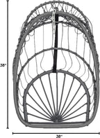 Yechen Indoor Outdoor Egg Hanging Chair with Stand, Patio Wicker Swing Egg Chair Indoor Swinging Chair Outdoor Hammock Egg Chair 350lbs Capacity for Patio Bedroom Balcony, Charcoal Grey (EG-001)