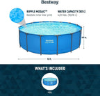 Steel Pro MAX 14 Foot x 48 Inch Round Metal Frame Above Ground Outdoor Swimming Pool Set