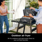 Premium XL Outdoor Grill & Smoker, Bluetooth, App Enabled, 7-in-1 Master Grill, BBQ Smoker, Outdoor Air Fryer, Woodfire Technology, 2 Built-In Thermometers, Black