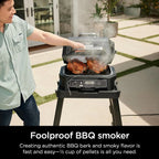 7-in-1 Grill & Smoker with Thermometer, Air Fryer, BBQ, Bake, Roast, Broil - Portable Electric Outdoor Grill, Grey
