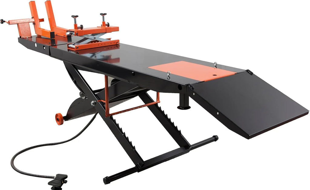 APlusLift MT1500X 1500LB Air-Operated Motorcycle & ATV Lift Table ?C 48" Wide with Side Extensions, 2-Year Warranty