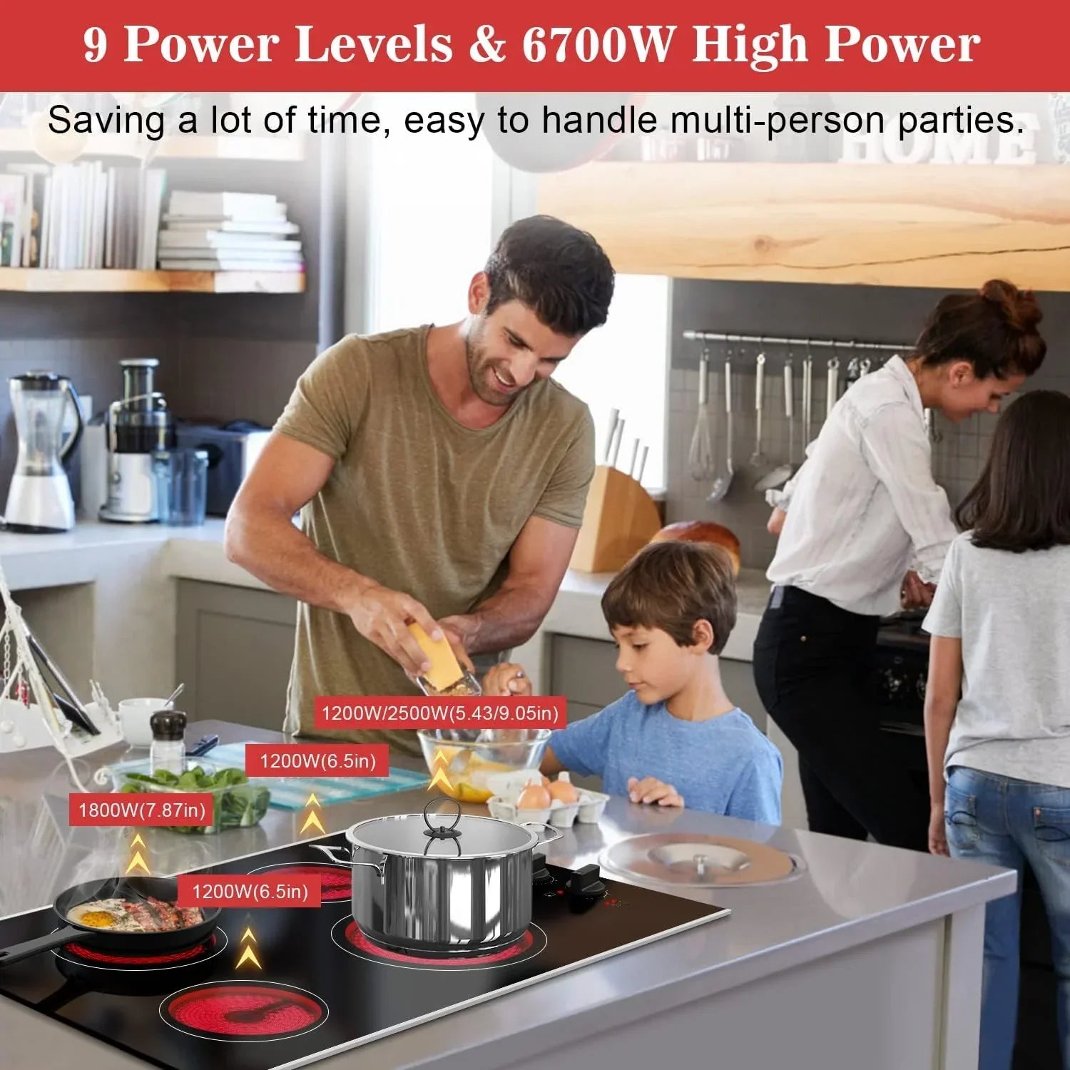 Karinear 30 Inch Electric Cooktop 4 Burners Built-in Ceramic Cooktop Radiant Electric Stove Top