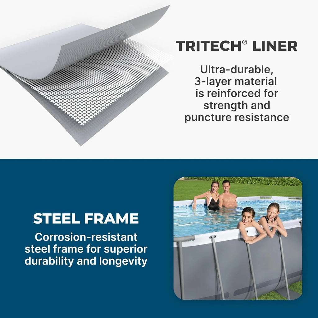 Power Steel 14' x 8'2" x 39.5" Oval Above Ground Pool Set | Includes 530gal Filter Pump, Ladder, ChemConnect Dispener
