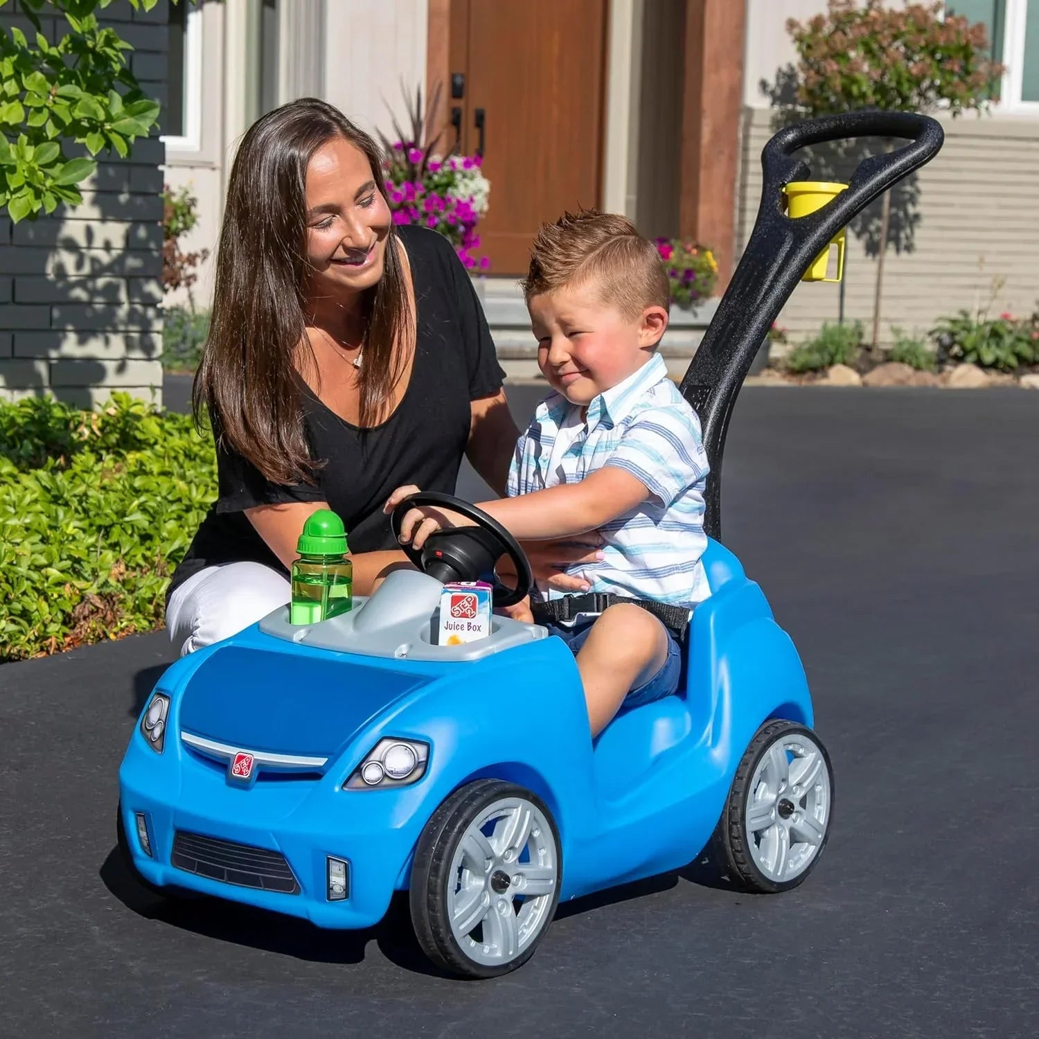 Step2 Whisper Ride II Ride On Push Toy Car Pink Ride On Car with Included Seat Belt Easy Storage