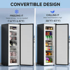 BANGSON Upright Freezer 7.0 Cu.ft Stand Up Freezer Convertible Upright Freezer/Refrigerator