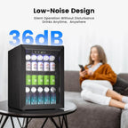Beverage Refrigerator Cooler 126 Can Mini Fridge Glass Door for Drinks Soda Beer Wine Refrigerator