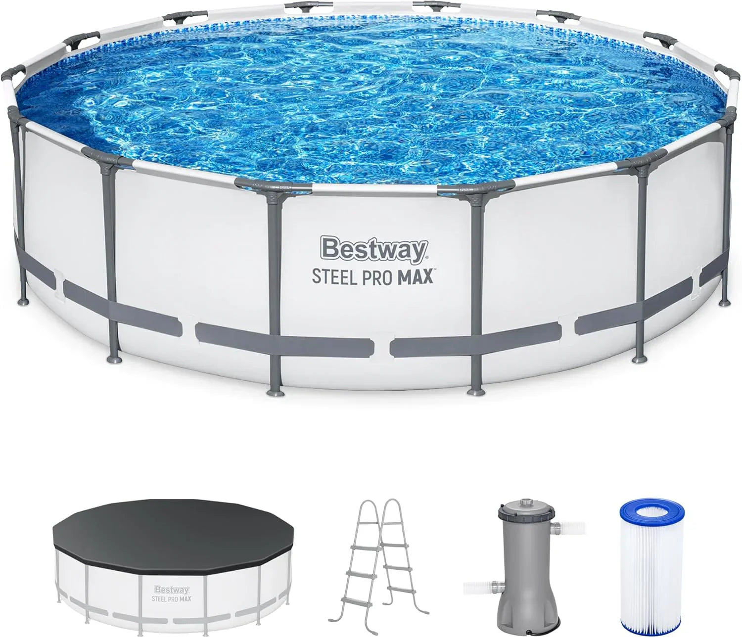 Steel Pro MAX 10 Foot x 30 Inch Round Metal Frame Above Ground Backyard Swimming Pool Set
