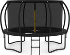 JUMPZYLLA Trampoline 8FT 10FT 12FT 14FT 15FT 16FT Trampoline with Enclosure - Recreational Trampolines with Ladder and AntiRust Coating, ASTM Approval Outdoor Trampoline for Kids