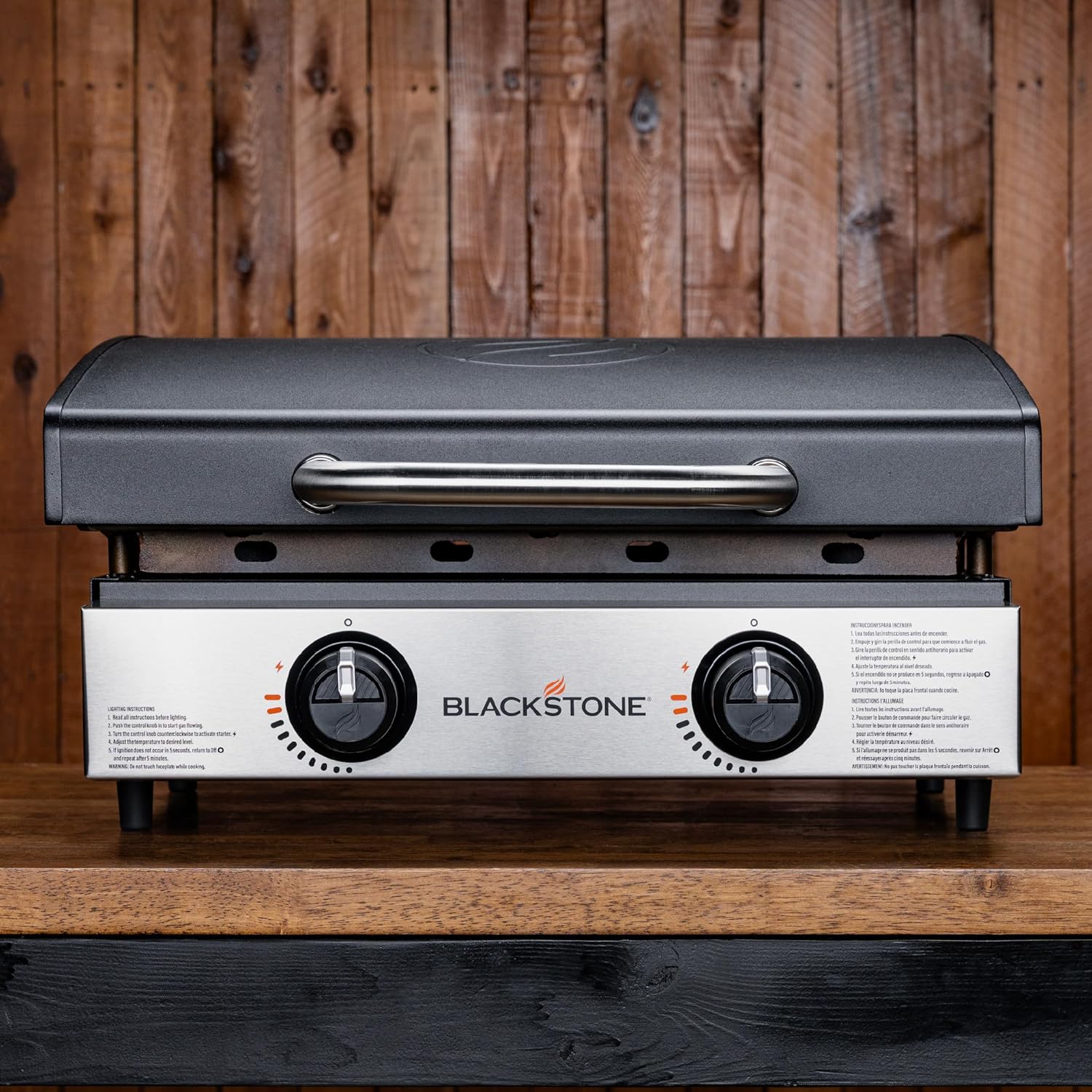 Blackstone 1666 22?? Tabletop Griddle with Stainless Steel Faceplate, Powder Coated Steel, Black