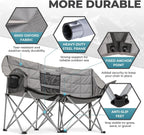 Double Camping Chair with Cooler 3-Person Folding Extra Large Camping Chair with 1000-Pound Load Capacity