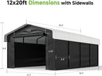 10'x15' Heavy Duty Metal Carport Outdoor Garage Car Shelter Shade with Heavier Frame