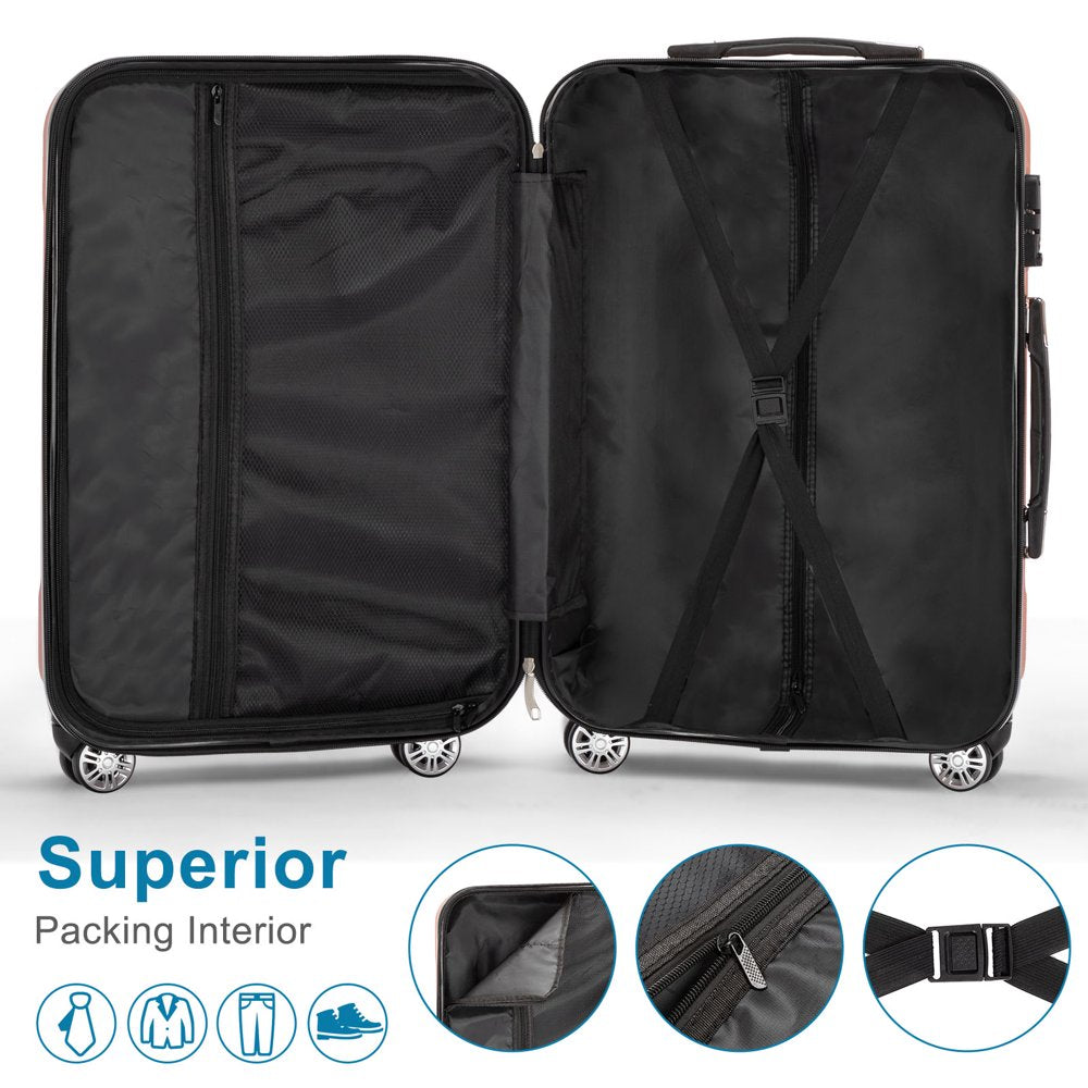 Zimtown 4 Piece Luggage Set, ABS Hard Shell Suitcase Luggage Sets Double Wheels with TSA Lock