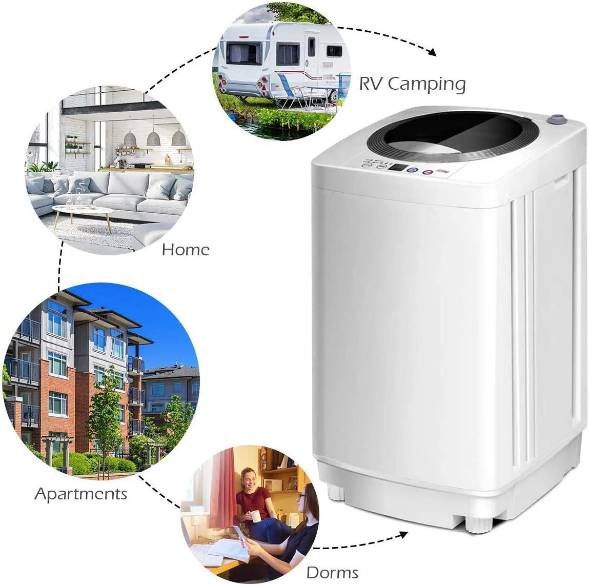 Portable Washing Machine, Full Automatic Washer and Dryer Combo, with Built-in Pump Drain 8 LBS Capacity Compact Laundry Washer Spin Dryer for Apartment RV Dorm