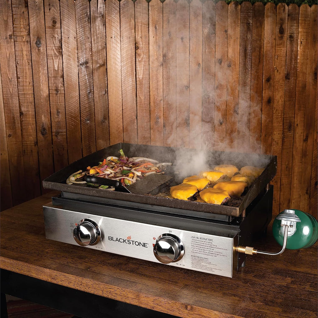 Blackstone 1666 22?? Tabletop Griddle with Stainless Steel Faceplate, Powder Coated Steel, Black