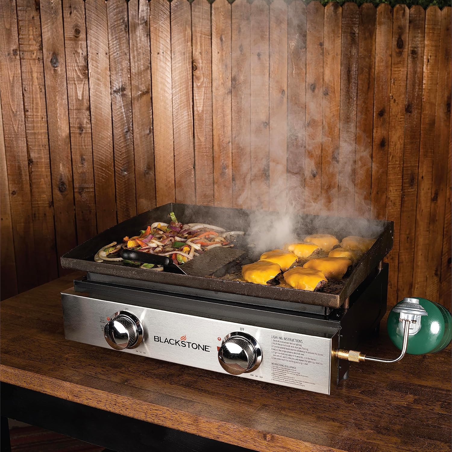 Blackstone 1666 22?? Tabletop Griddle with Stainless Steel Faceplate, Powder Coated Steel, Black