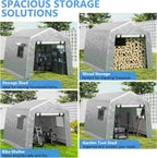 6x8 ft Heavy Duty Carport Tent Portable Garage Removable Side Walls Four Seasons Tarpaulin