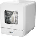 Hermitlux Countertop Dishwasher, 7 Washing Programs Portable Mini Dishwasher with 5-Liter Built-in Water Tank for Apartments & RVs, LED Light, Glass Door, No Hookup Needed