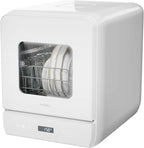 Hermitlux Countertop Dishwasher, 7 Washing Programs Portable Mini Dishwasher with 5-Liter Built-in Water Tank for Apartments & RVs, LED Light, Glass Door, No Hookup Needed