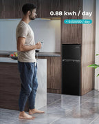 EUHOMY 3.2 Cu.Ft Mini Fridge with Freezer ?C 2-Door Compact Refrigerator for Bedroom, Dorm, Office or Apartment, Silver