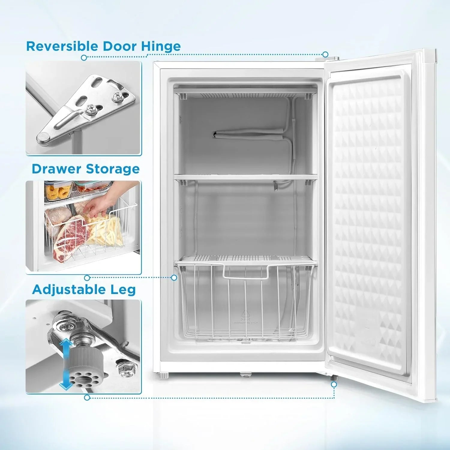 Upright Freezer Large Black 3.0 Cubic Feet