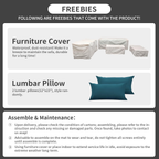 Rattaner Patio Furniture Set 6 Pieces Couch Outdoor Chairs Coffee Table Peacock Blue Anti-Slip Cushions and Waterproof Covers