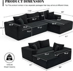 110 Cloud Sectional Couch, Boneless Sofa for Living Room Modular Sectional Sofa with Deep Seat