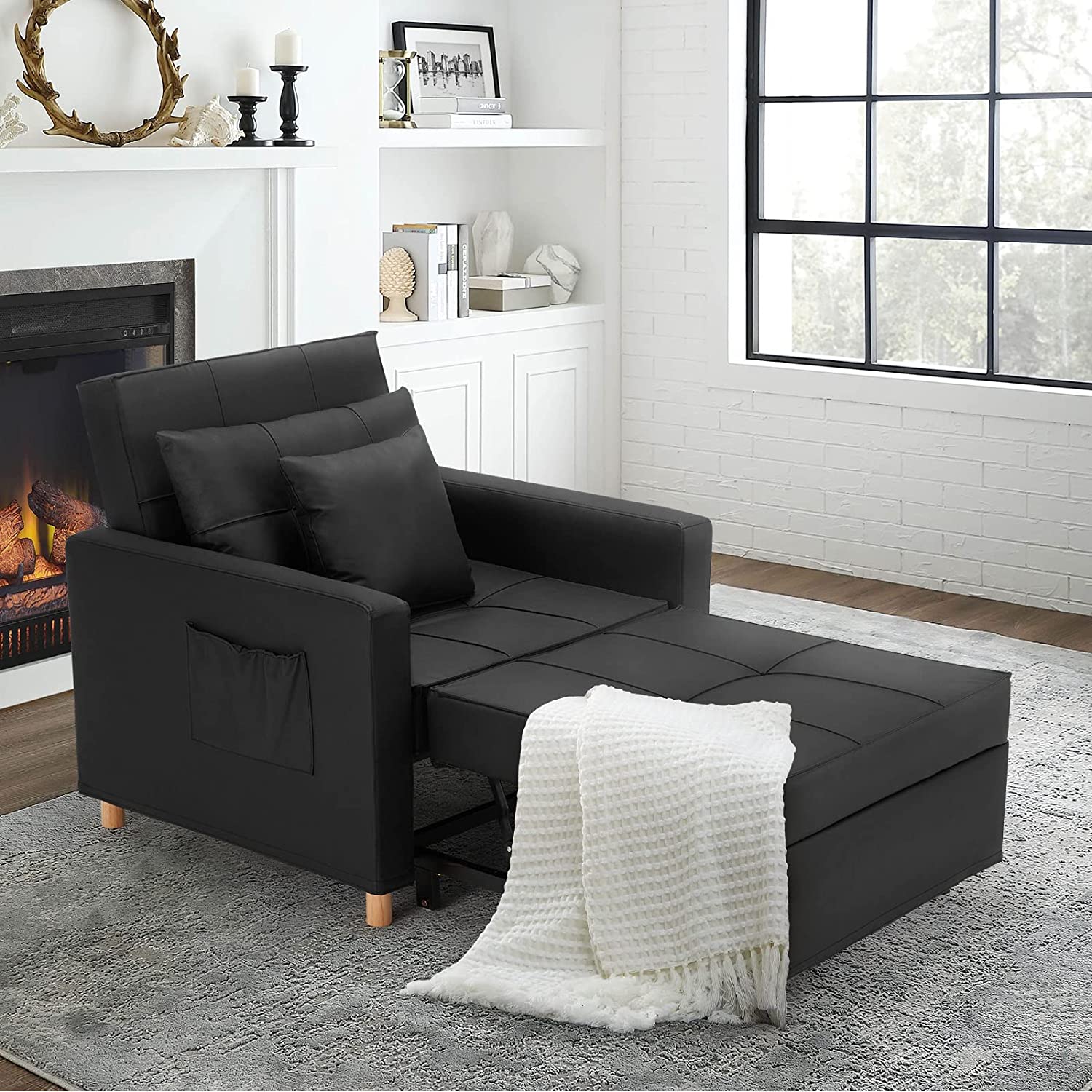 ?? 40 Inch 3-in-1 Convertible Chair Bed,Sofa Bed.