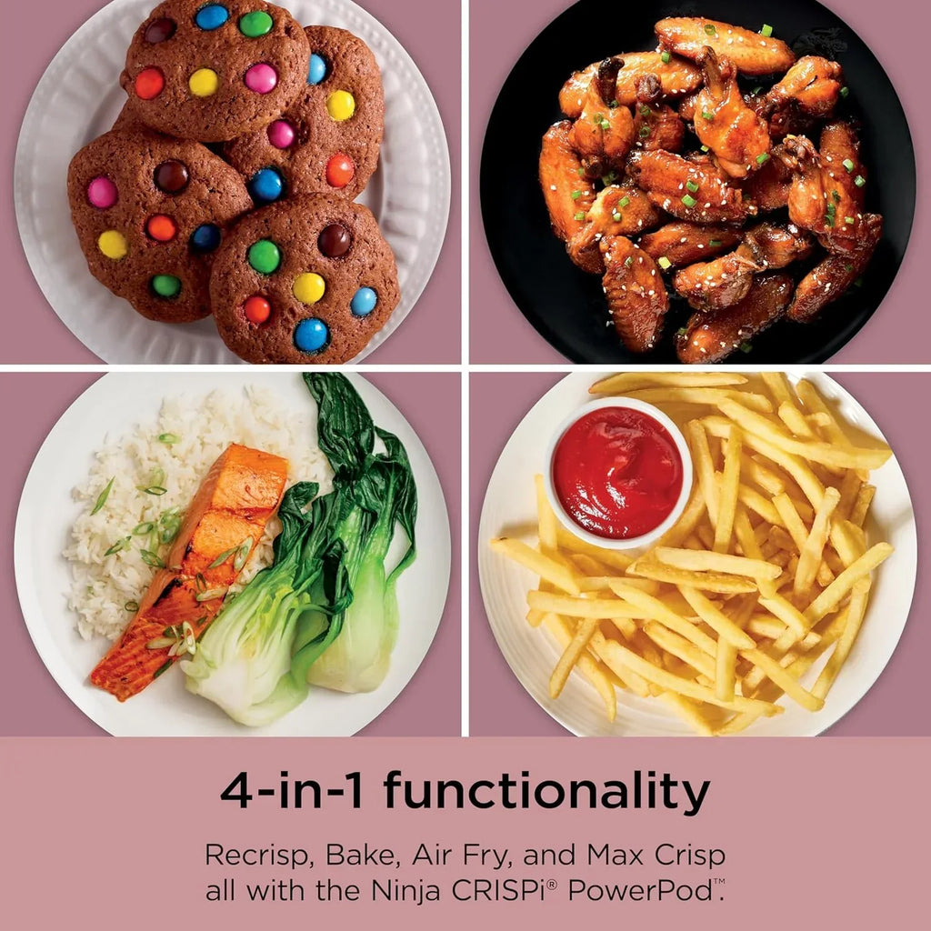Ninja Crispi 4 in 1 Portable Glass Air Fryer Cooking System 4QT 6 Cup TempWare Glass Containers