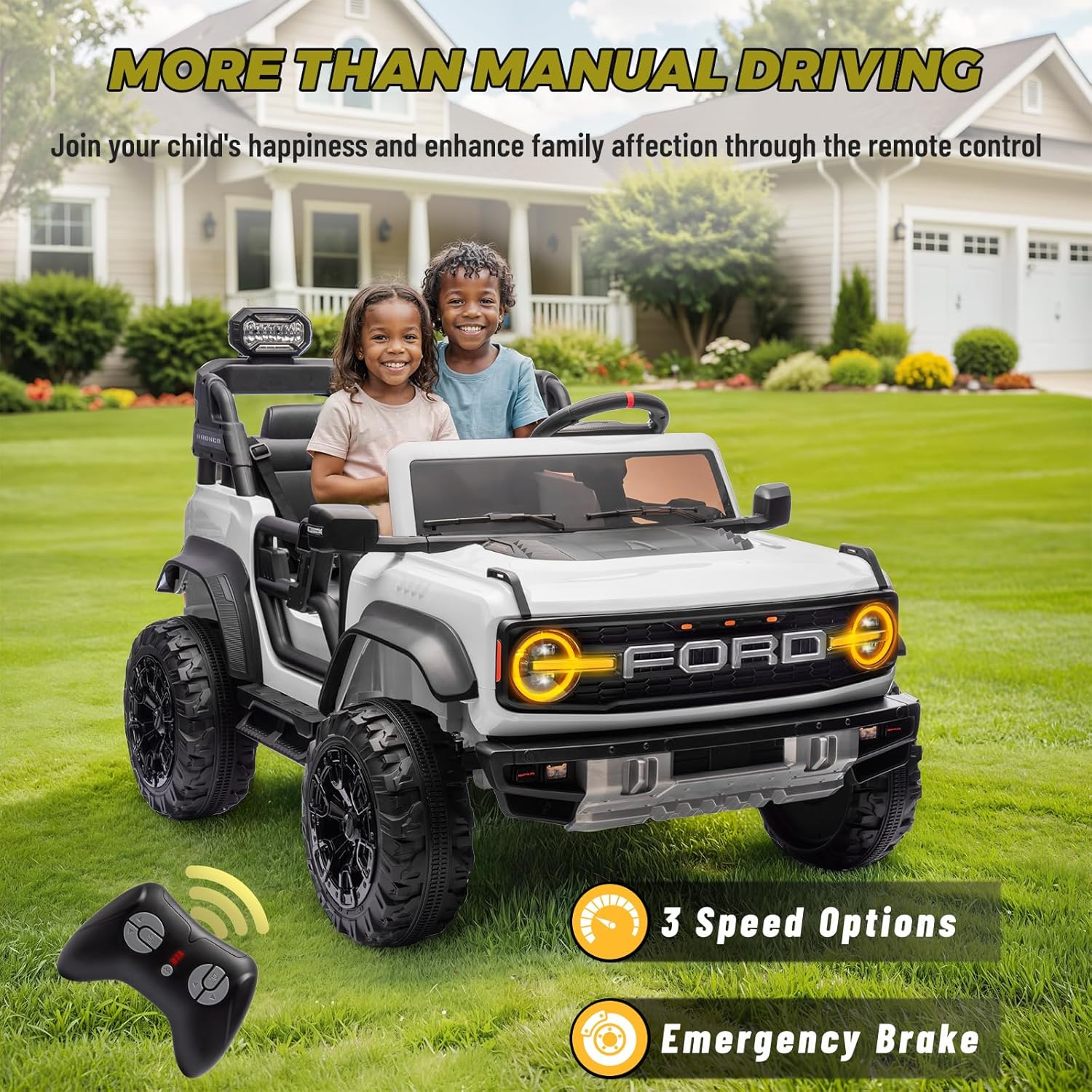 Bronco Raptor Two-Seater Ride-On Car Truck Toy Blue